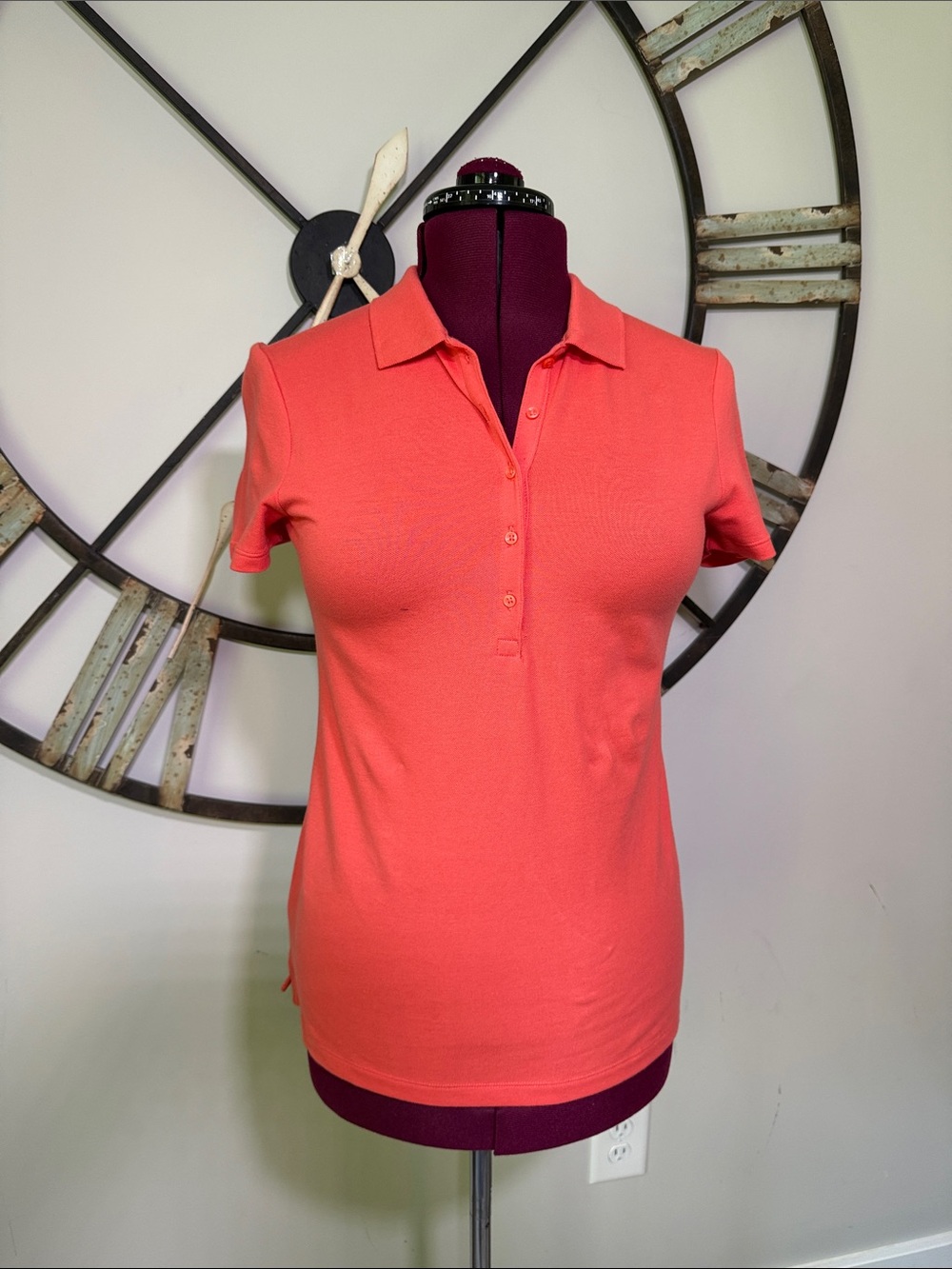 Croft & Barrow The Classic Polo Women's Coral Polo Top - Short Sleeve